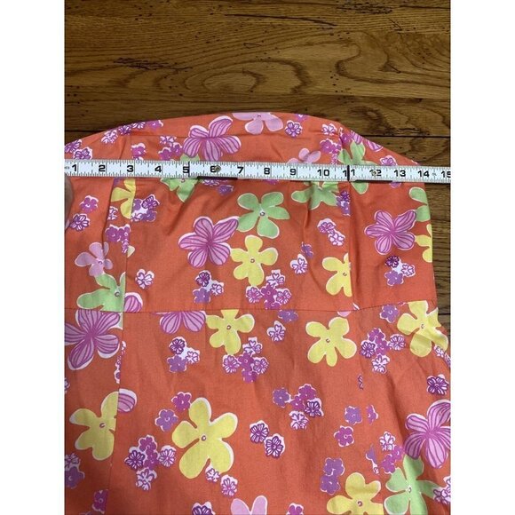 Lilly Pulitzer Orange Floral Tie Back Strapless Boning Cut Out Womens Dress SZ 8 - Picture 6 of 8